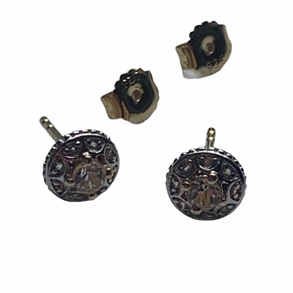 White Topaz Sterling Silver Round Earrings NWT - Picture 7 of 7